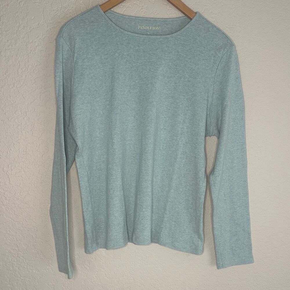 Pendleton Long Sleeve Tee T-Shirt Blue Seafoam Cotton Scoop Neck Basic Layer